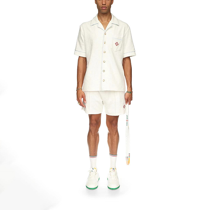 casablanca terry jacquard logo short-sleeve shirt